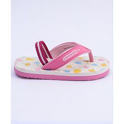 Cute Walk by Babyhug Flip Flops with Back Strap Floral Print - Pink