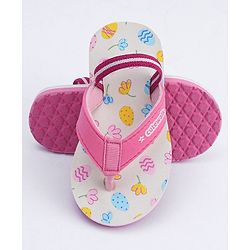 Cute Walk by Babyhug Flip Flops with Back Strap Floral Print - Pink