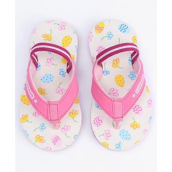 Cute Walk by Babyhug Flip Flops with Back Strap Floral Print - Pink