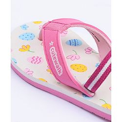 Cute Walk by Babyhug Flip Flops with Back Strap Floral Print - Pink