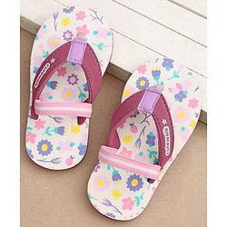Cute Walk by Babyhug Slip On Flip Flops with Back Strap Floral Print - Pink