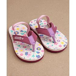 Cute Walk by Babyhug Slip On Flip Flops with Back Strap Floral Print - Pink
