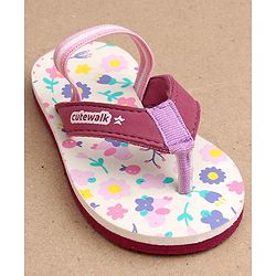 Cute Walk by Babyhug Slip On Flip Flops with Back Strap Floral Print - Pink