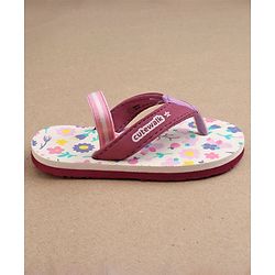 Cute Walk by Babyhug Slip On Flip Flops with Back Strap Floral Print - Pink