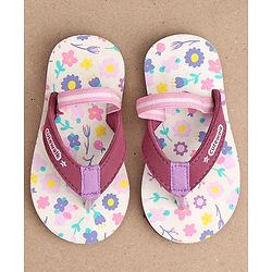 Cute Walk by Babyhug Slip On Flip Flops with Back Strap Floral Print - Pink