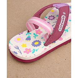 Cute Walk by Babyhug Slip On Flip Flops with Back Strap Floral Print - Pink