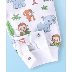 Babyhug 100% Cotton Interlock Knit Romper Animal Print - White