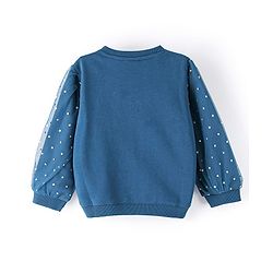 Babyhug Cotton Full Sleeves Sweatshirt With Christmas Graphics Foil Print & Mesh Detailing - Navy Blue