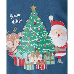 Babyhug Cotton Full Sleeves Sweatshirt With Christmas Graphics Foil Print & Mesh Detailing - Navy Blue