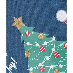 Babyhug Cotton Full Sleeves Sweatshirt With Christmas Graphics Foil Print & Mesh Detailing - Navy Blue