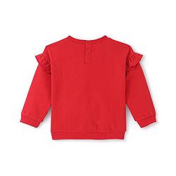 Babyhug Cotton Knit Full Sleeves Sweatshirt with Sequins & Frill Detailing - Red