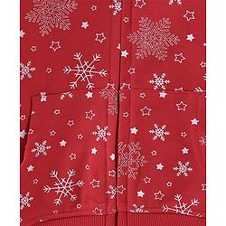 Babyhug Cotton Knit Full Sleeves Sweatjacket With Zipper & Hood Snow Print - Red