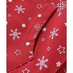Babyhug Cotton Knit Full Sleeves Sweatjacket With Zipper & Hood Snow Print - Red