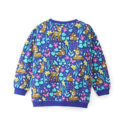 Babyhug 100% Cotton Knit Full Sleeves Sweatshirt With Floral & Deer Print - Navy Blue