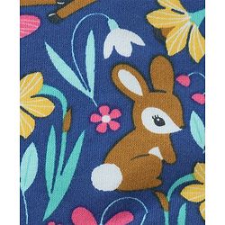 Babyhug 100% Cotton Knit Full Sleeves Sweatshirt With Floral & Deer Print - Navy Blue