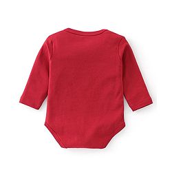 Babyhug 100% Cotton Interlock Knit Full Sleeves Onesies With Leggings Cap & Mittens Booties Stripes & Fox Print - Red