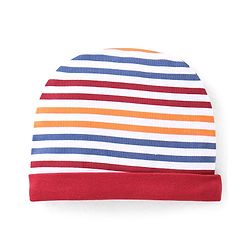 Babyhug 100% Cotton Interlock Knit Full Sleeves Onesies With Leggings Cap & Mittens Booties Stripes & Fox Print - Red