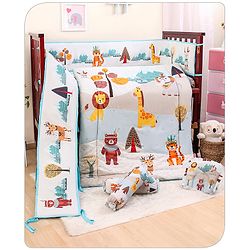 Babyhug Cotton Crib Bedding Set Elephant Print -Multicolor