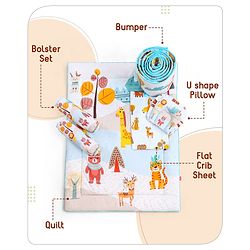 Babyhug Cotton Crib Bedding Set Elephant Print -Multicolor