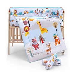 Babyhug Cotton Crib Bedding Set Elephant Print -Multicolor