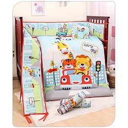 Babyhug Cotton Crib Bedding Set Elephant Print -Multicolor