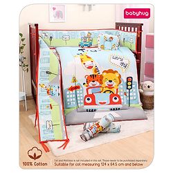 Babyhug Cotton Crib Bedding Set Elephant Print -Multicolor