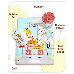Babyhug Cotton Crib Bedding Set Elephant Print -Multicolor