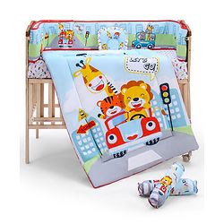 Babyhug Cotton Crib Bedding Set Elephant Print -Multicolor