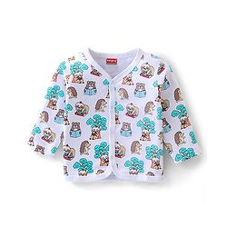 Babyhug 100% Cotton Knit Full Sleeves Front Open Vest Sloths Print Pack of 3 - Multicolour