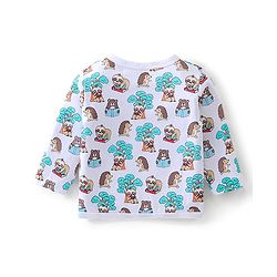 Babyhug 100% Cotton Knit Full Sleeves Front Open Vest Sloths Print Pack of 3 - Multicolour