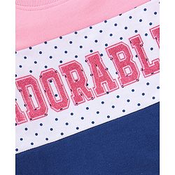 Babyhug 100% Cotton Full Sleeves Text Printed Top and Lounge Pant - Pink & Blue