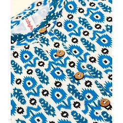 Babyhug 100% Cotton Full Sleeves All Over Floral Printed Dhoti Kurta Set- Blue