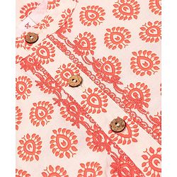 Babyhug Cotton Woven Full Sleeves Kurta & Dhoti Set Ajrakh Print - Orange