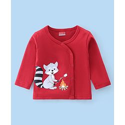Babyhug 100% Cotton Full Sleeves Front Open Vest Foxy Printed Pack of 3 - Red & White