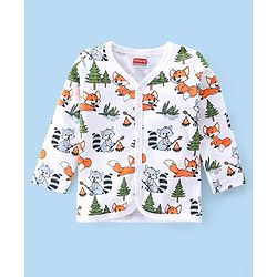 Babyhug 100% Cotton Full Sleeves Front Open Vest Foxy Printed Pack of 3 - Red & White