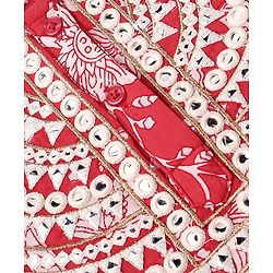 Babyhug 100% Cotton Three Fourth Sleeve Floral Printed Kurti with Gharara and Dupatta - Coral