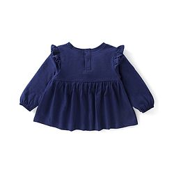 Babyhug 100% Cotton Full Sleeves Top & Lounge Pant Set Floral Embroidery - Navy & Pink