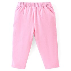 Babyhug 100% Cotton Full Sleeves Top & Lounge Pant Set Floral Embroidery - Navy & Pink