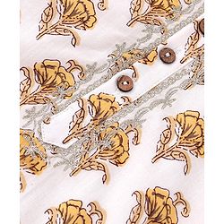 Babyhug Cotton Woven Full Sleeves Floral Printed Kurta & Dhoti Set - Off White