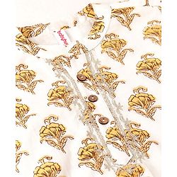 Babyhug Cotton Woven Full Sleeves Floral Printed Kurta & Dhoti Set - Off White