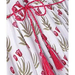 Babyhug  Cotton Three Fourth Sleeve Floral Printed Kurta with Leggings  - Off White