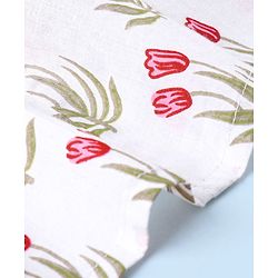 Babyhug  Cotton Three Fourth Sleeve Floral Printed Kurta with Leggings  - Off White