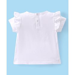 Babyhug Cotton Half Sleeves Top & Shorts Set Floral Embroidery- White & Red