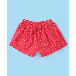 Babyhug Cotton Half Sleeves Top & Shorts Set Floral Embroidery- White & Red