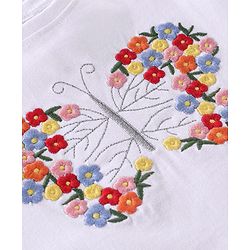 Babyhug Cotton Half Sleeves Top & Shorts Set Floral Embroidery- White & Red