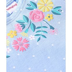 Babyhug Cotton Half Sleeves Top & Skirt Set Floral Print- Blue & Pink