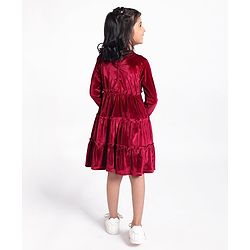 Babyhug Vellore Full Sleeves Text Embroidered Dress - Red