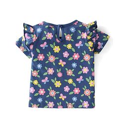 Babyhug Cotton Knit Half Sleeves Floral Print Tops Pack of 3 - Pink Blue & White