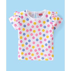 Babyhug Cotton Knit Half Sleeves Floral Print Tops Pack of 3 - Pink Blue & White