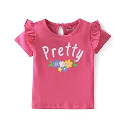Babyhug Cotton Knit Half Sleeves Floral Print Tops Pack of 3 - Pink Blue & White